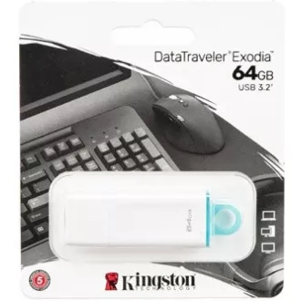 Kingstonov bliskovni disk 64 GB USB3.2 Gen 1 DataTraveler Exodia (bela   teal)