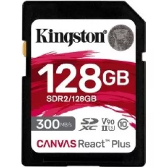 Kingston SDXC 128GB Canvas React Plus SDXC UHS-II 300R/260W U3 V90 za Full HD/4K/8K