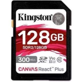 Kingston SDXC 128GB Canvas React Plus SDXC UHS-II 300R/260W U3 V90 za Full HD/4K/8K