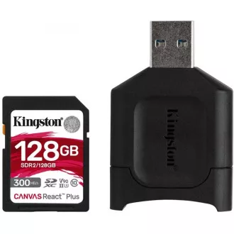 Kingston SDXC 128GB Canvas React Plus SDXC UHS-II 300R/260W U3 V90 za Full HD/4K/8K