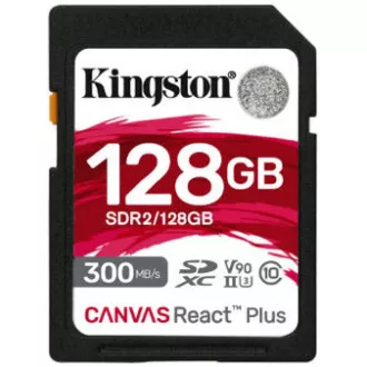 Kingston SDXC 128GB Canvas React Plus SDXC UHS-II 300R/260W U3 V90 za Full HD/4K/8K