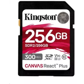 Kingston SDXC 256GB Canvas React Plus SDXC UHS-II 300R/260W U3 V90 za Full HD/4K/8K
