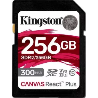 Kingston SDXC 256GB Canvas React Plus SDXC UHS-II 300R/260W U3 V90 za Full HD/4K/8K