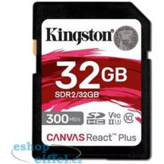 Kingstonova kartica SDHC 32GB Canvas React Plus SDHC UHS-II 300R/260W U3 V90 za Full HD/4K/8K
