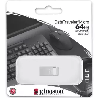 Kingston Flash Disk 64GB DataTraveler Micro 200MB/s Metal USB 3.2 Gen 1