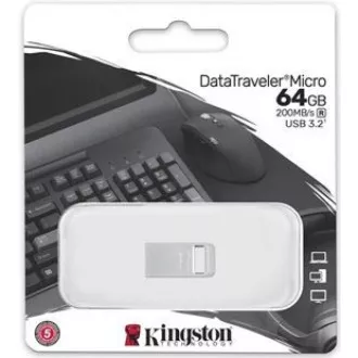Kingston Flash Disk 64GB DataTraveler Micro 200MB/s Metal USB 3.2 Gen 1