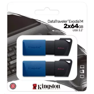 Kingston 64 GB USB3.2 Gen 1 DataTraveler Exodia M (črna   modra) - 2 kosa