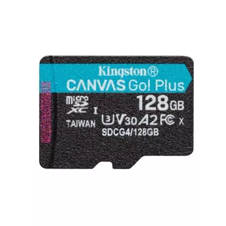 Kingston MicroSDXC 128 GB Canvas Go! Plus, R:200/W:160MB/s, razred 10, UHS-I, U3, V30, A2   adapter
