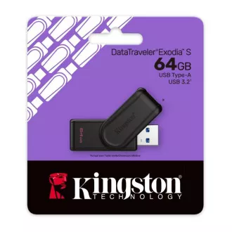Kingstonov bliskovni disk DataTraveler Exodia S 64 GB USB3.2 Gen 1 (črn)
