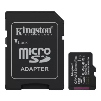 Kingstonova kartica MicroSDXC 1TB Canvas Select Plus, U3, V30, A1, adapter SD