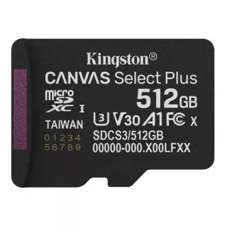Kingston MicroSDXC 512 GB Canvas Select Plus, U3, V30, A1