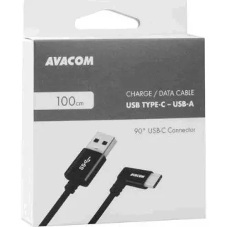Kabel za prenos podatkov in polnjenje USB - USB Type-C, 100 cm, 90° priključek, črn