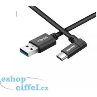 Kabel za prenos podatkov in polnjenje USB - USB Type-C, 100 cm, 90° priključek, črn