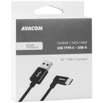 Kabel za prenos podatkov in polnjenje USB - USB Type-C, 100 cm, 90° priključek, črn