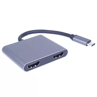 PremiumCord MST adapter USB-C na 2x HDMI, USB3.0, PD, ločljivost 4K in FULL HD 1080p