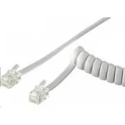 PremiumCord Telefonski kabel za slušalke, prepleten, 4 žile, 4 m – bel