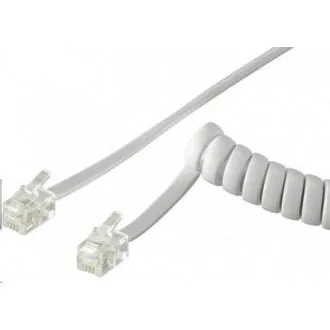 PremiumCord Telefonski kabel za slušalke, prepleten, 4 žile, 4 m – bel