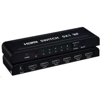 PREMIUMCORD HDMI stikalo 5:1 kovinsko z daljinskim upravljalnikom in napajalnikom