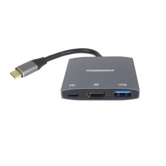 PremiumCord Adapter USB-C na HDMI, USB 3.0, PD, ločljivost 4K in FULL HD 1080p