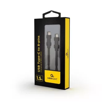 GEMBIRD Kabel USB 2.0 Type-C do modula Ligtning (CM/8pinM), 1, 5 m, podatkovni, črn