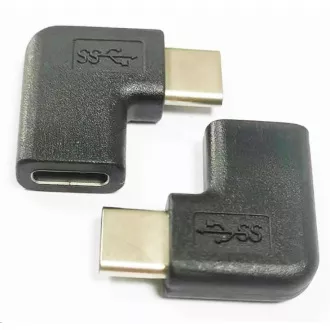 PremiumCord Adapter USB-C/male - C/female, upognjen za 90°