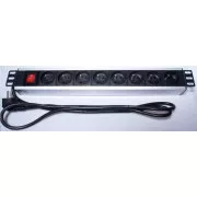 PremiumCord Napajalna plošča za 19" omaro 1,5U, 8x230V, 2 m kabla, stikalo