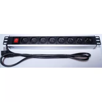 PremiumCord Napajalna plošča za 19" omaro 1,5U, 8x230V, 2 m kabla, stikalo