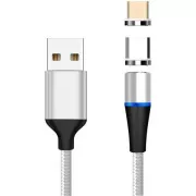 PremiumCord Magnetni polnilni in podatkovni kabel micro USB in USB-C, 1 m, srebrn