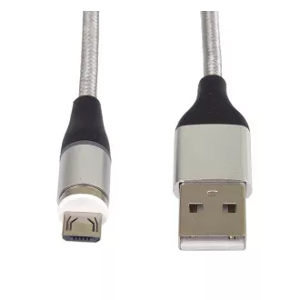 PremiumCord Magnetni polnilni in podatkovni kabel micro USB in USB-C, 1 m, srebrn