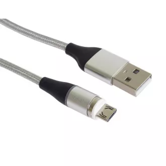 PremiumCord Magnetni polnilni in podatkovni kabel micro USB in USB-C, 1 m, srebrn