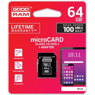 Kartica GOODRAM MicroSDXC 64GB M1AA, UHS-I Class 10, U1   adapter