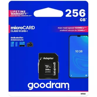 Kartica GOODRAM microSDXC 256 GB M1AA (R:100/W:10 MB/s), UHS-I Class 10, U1   adapter