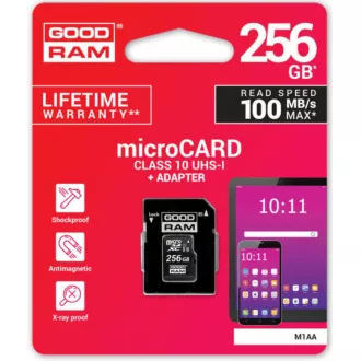 Kartica GOODRAM microSDXC 256 GB M1AA (R:100/W:10 MB/s), UHS-I Class 10, U1   adapter