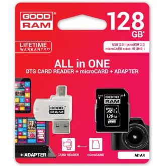 GOODRAM microSDXC kartica 128GB M1A4 Vse v enem (R:100/W:10 MB/s), UHS-I Class 10, U1   adapter   OTG bralnik kartic
