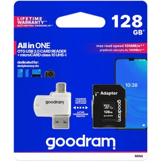 GOODRAM microSDXC kartica 128GB M1A4 Vse v enem (R:100/W:10 MB/s), UHS-I Class 10, U1   adapter   OTG bralnik kartic