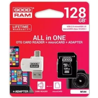 GOODRAM microSDXC kartica 128GB M1A4 Vse v enem (R:100/W:10 MB/s), UHS-I Class 10, U1   adapter   OTG bralnik kartic