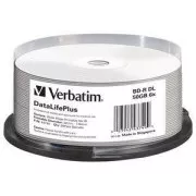 VERBATIM BD-R(25 kosov)Blu-Ray/vreteno/DL /6x/50GB/ Široko tiskljiva površina brez identifikacijskih znakov HARD COAT