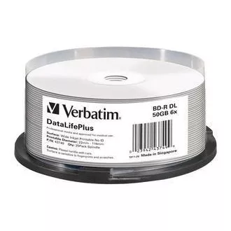 VERBATIM BD-R(25 kosov)Blu-Ray/vreteno/DL /6x/50GB/ Široko tiskljiva površina brez identifikacijskih znakov HARD COAT