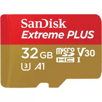 SanDisk MicroSDHC kartica 32 GB Extreme PLUS (10 MB/s, UHS-I V30, Rescue Pro Deluxe)   adapter