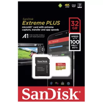 SanDisk MicroSDHC kartica 32 GB Extreme PLUS (10 MB/s, UHS-I V30, Rescue Pro Deluxe)   adapter