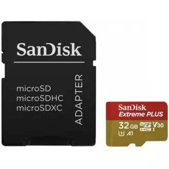 SanDisk MicroSDHC kartica 32 GB Extreme PLUS (10 MB/s, UHS-I V30, Rescue Pro Deluxe)   adapter
