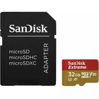SanDisk MicroSDHC kartica 32 GB Extreme (100 MB/s, razred 10 UHS-I V30, za akcijske kamere)   adapter