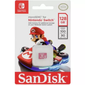 SanDisk MicroSDXC kartica 128 GB za Nintendo Switch (R:100/W:90 MB/s, UHS-I, V30, U3, C10, A1) licenčni izdelek, Super Mario