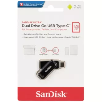 SanDisk Flash disk 128 GB Ultra Dual Drive Go, USB-C 3.2, črn