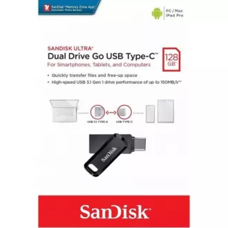 SanDisk Flash disk 128 GB Ultra Dual Drive Go, USB-C 3.2, črn