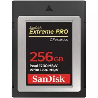 SanDisk Extreme Pro CFexpress kartica 256 GB, tip B, 1700 MB/s branje, 1200 MB/s pisanje SanDisk Extreme Pro CFexpress kartica 256 GB, tip B, 1700 MB/s branje, 1200 MB/s pisanje