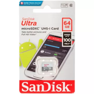 Sandisk MicroSDXC 64 GB Ultra (80 MB/s, razred 10 UHS-I, Android)