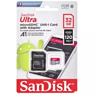 SanDisk MicroSDXC 32 GB Ultra (120 MB/s, A1 Class 10 UHS-I, Android)   adapter