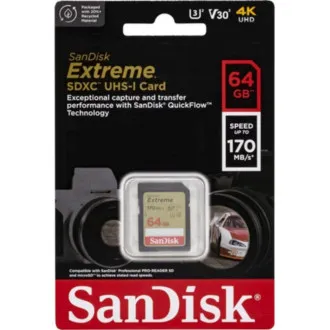 SanDisk SDXC kartica 64 GB Extreme (170 MB/s razreda 10, UHS-I U3 V30) SanDisk SDXC kartica 64 GB Extreme (170 MB/s razreda 10, UHS-I U3 V30)
