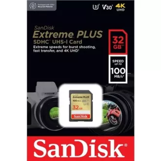 SanDisk SDHC kartica 32 GB Extreme PLUS (100 MB/s razred 10, UHS-I U3 V30)